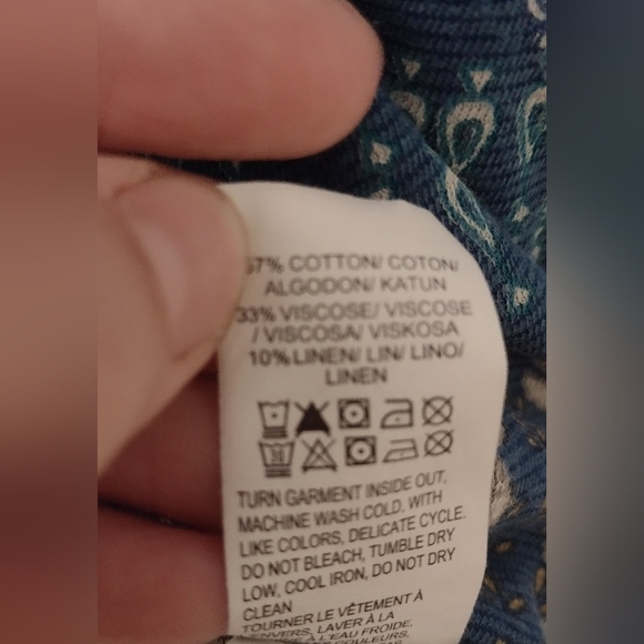 Lucky Brand Women's 3 Quarter Length Sleeve Tribal Pattern Top - Picture 3 of 4